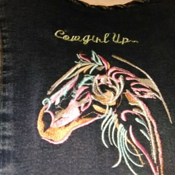 Vintage Wayne Roger's Embroidered Jeans Jacket - Picture 1 of 4